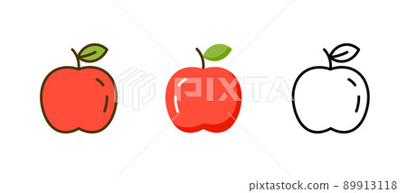 Apple vector flat nutrition healthy snack symbol. Apple fruit isolated organic icon 89913118