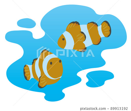 Illustration of two anemone fish swimming 89913192