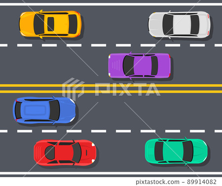 Car bird view aerial vector icon. Above car on highway top view vehicle illustration 89914082