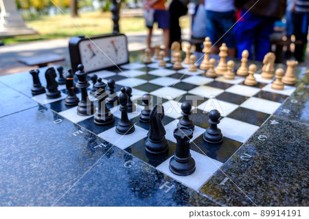 Chessboard table in Kalemegdan park at Belgrade fortress, Serbia Chessboard table in Kalemegdan park at Belgrade fortress, Serbia 89914191