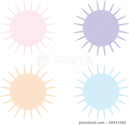Shining sun motif icon set (light color) Shining sun motif icon set (light color) 89914380