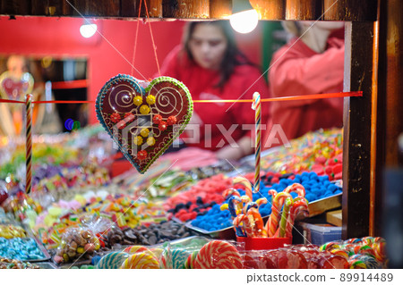 Sweets at a Belgrade Christmas market in Belgrade, Serbia 89914489
