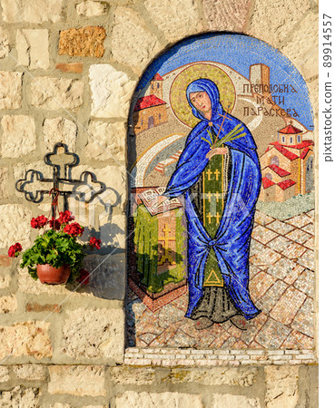 Religious mosaic icon of Saint Petka Paraskeva in Belgrade Fortress, Serbia 89914557