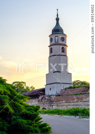 Clock tower (Sahat kula) of the Belgrade Fortress in Belgrade, capital of Serbia 89914602