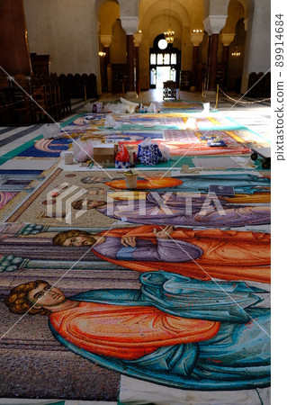 Mosaic depicting biblical scenes in the St. Mark Church in Belgrade, Serbia 89914684