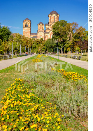 St. Mark's Serbian Orthodox church in the Tasmajdan park in Belgrade, Serbia 89914920