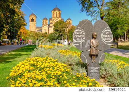 Monument to children killed in NATO bombing and St. Mark's Church in Belgrade Monument to children killed in NATO bombing and St. Mark's Church in Belgrade 89914921
