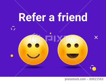 Refer friend emoji referral icon 3d vector illustration background. Refer friend emoji concept Refer friend emoji referral icon 3d vector illustration background. Refer friend emoji concept 89915563