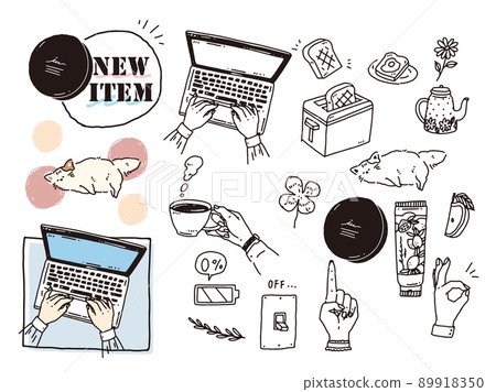 Black and white, monotone, line drawing illustrations: handwriting, fashion, fashion, cute, cafe, coffee, computer Black and white, monotone, line drawing illustrations: handwriting, fashion, fashion, cute, cafe, coffee, computer 89918350