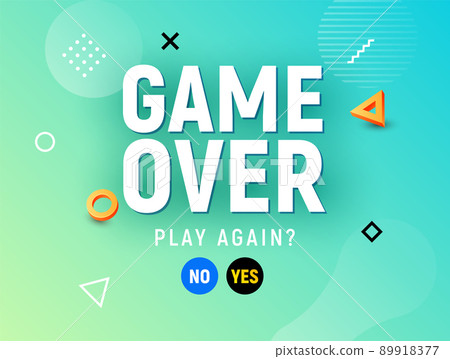 Game over vector video game screen background. Geometric game over design banner 89918377