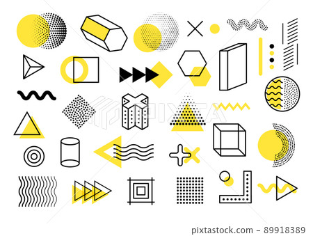 Abstract geometric vector shape element line. Retro memphis graphic element design modern pattern 89918389