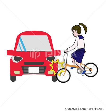 Vector illustration of a pop line drawing of a bicycle-car collision Vector illustration of a pop line drawing of a bicycle-car collision 89919206