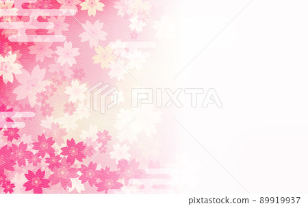 Japanese style background material, cherry blossoms, haze and Qinghai wave, copy space on the right Japanese style background material, cherry blossoms, haze and Qinghai wave, copy space on the right 89919937