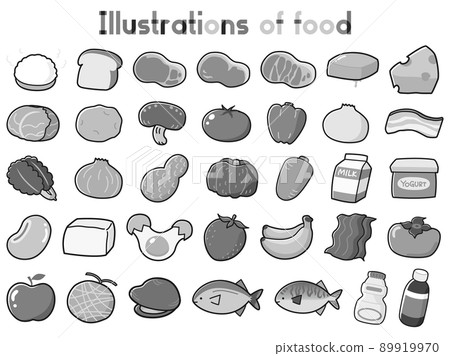 Food illustration set (black and white) 89919970