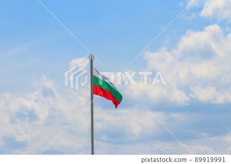 Waving flag of Bulgaria against blue sky Waving flag of Bulgaria against blue sky 89919991