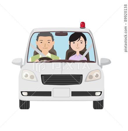 Police officers in a manual red-lighted undercover police car Police officers in a manual red-lighted undercover police car 89920138