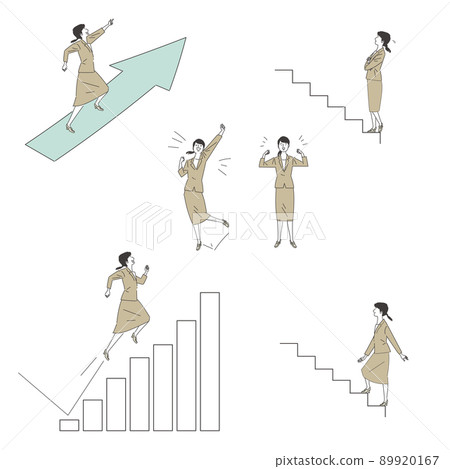 一組穿西裝的女人跑來跑去 89920167