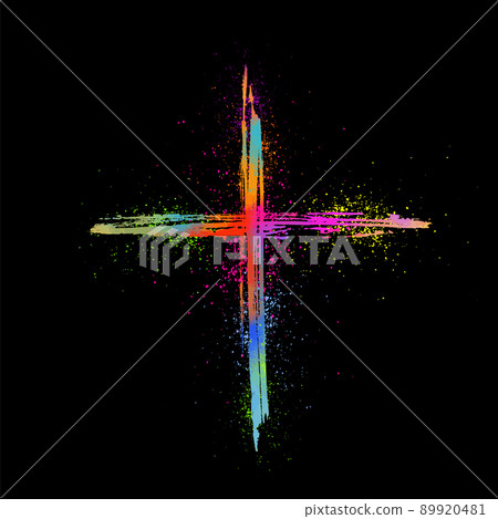 Multicolored religious cross. Happy easter. Vector illustration 89920481