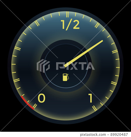 Realistic car dashboard fuel. Gas measure gauge. Motorbike or motorcycle filling the fuel tank indicator, counter on analog panel. Colorful infographic element 89920487