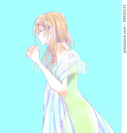 Praying woman, blonde 89920533