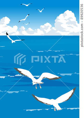 一群海鳥在海洋中飛翔 一群海鳥在海洋中飛翔 89920536