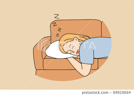 Tired woman sleeping on sofa at home Tired woman sleeping on sofa at home 89920684