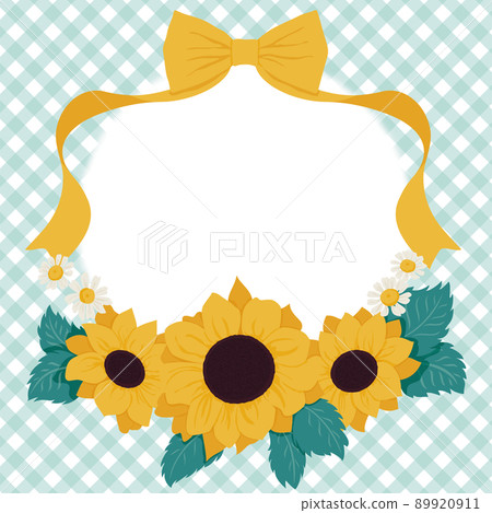 向日葵絲帶花環風格框架 向日葵絲帶花環風格框架 89920911