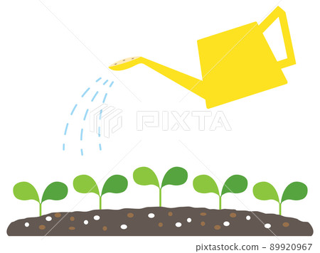 Illustration of watering plant buds 89920967