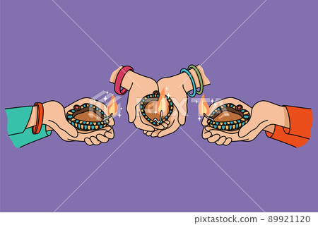 People holding oil laps celebrate Diwali festival People holding oil laps celebrate Diwali festival 89921120