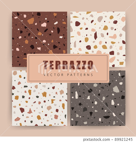 Set of colorful terrazzo imitation. Seamless patterns with glass, marble and natural stone. Retro vector illustration Set of colorful terrazzo imitation. Seamless patterns with glass, marble and natural stone. Retro vector illustration 89921245