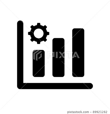條形圖和齒輪剪影圖標 89921282