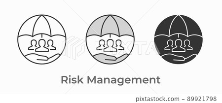 Risk management icon. Black vector illustration isolated on white background. 89921798