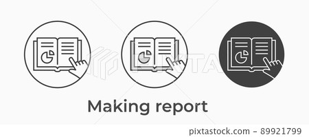 Making report icon. Black vector illustration isolated on white background. 89921799