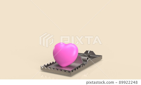 pink heart  on trap for abstract concept 3d rendering 89922248
