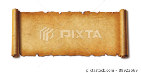 Old paper horizontal banner. Parchment scroll isolated on white with shadow 89922669
