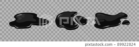 Puddle of oil slick spill isolated on the transparent background. Set of black stain. Vector illustration Puddle of oil slick spill isolated on the transparent background. Set of black stain. Vector illustration 89922824