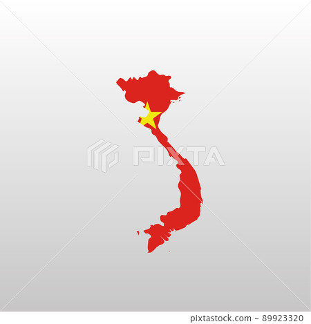 Vietnam national flag in country map silhouette Vietnam national flag in country map silhouette 89923320