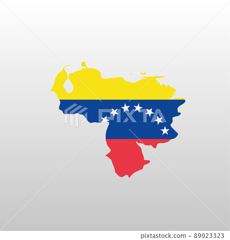 Venezuela national flag in country map silhouette Venezuela national flag in country map silhouette 89923323