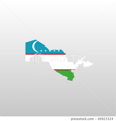 Uzbekistan national flag in country map silhouette 89923324