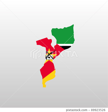 Mozambique national flag in country map silhouette Mozambique national flag in country map silhouette 89923526