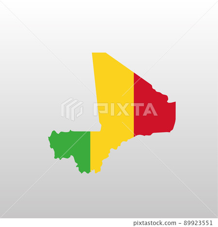 Mali national flag in country map silhouette Mali national flag in country map silhouette 89923551