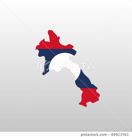 Laos national flag in country map silhouette Laos national flag in country map silhouette 89923561