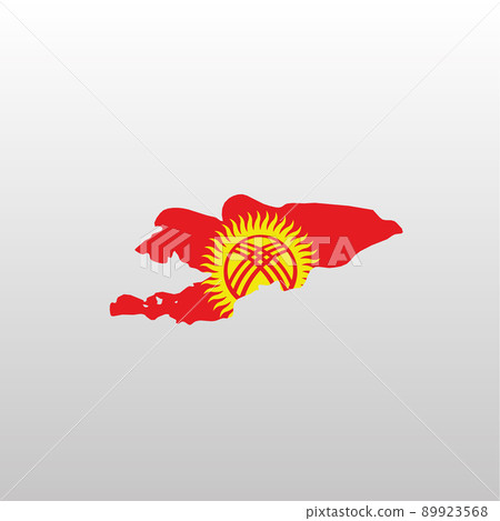 Kyrgyzstan national flag in country map silhouette Kyrgyzstan national flag in country map silhouette 89923568