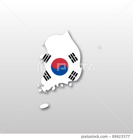 South Korea national flag in country map silhouette 89923577