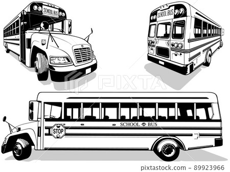Set of Drawings with a School Bus Set of Drawings with a School Bus 89923966