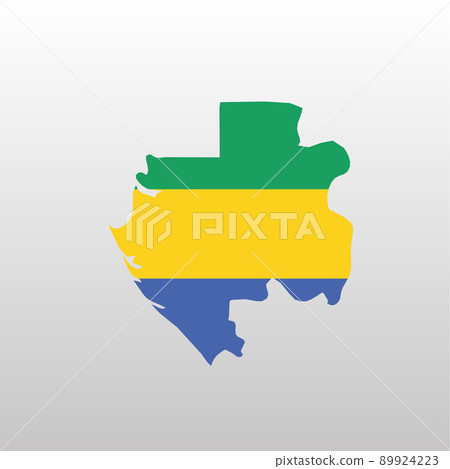 Gabon national flag in country map silhouette 89924223