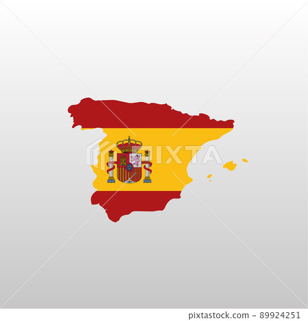 Spain national flag in country map silhouette 89924251