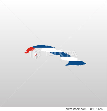 Cuba national flag in country map silhouette 89924269