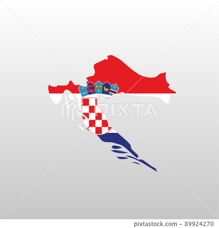 Croatia national flag in country map silhouette 89924270