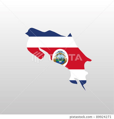 Costa Rica national flag in country map silhouette 89924271